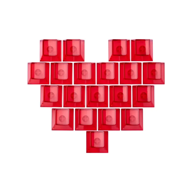 ATK Gaming Gear Translucent Heart Keycaps shown in clear finish