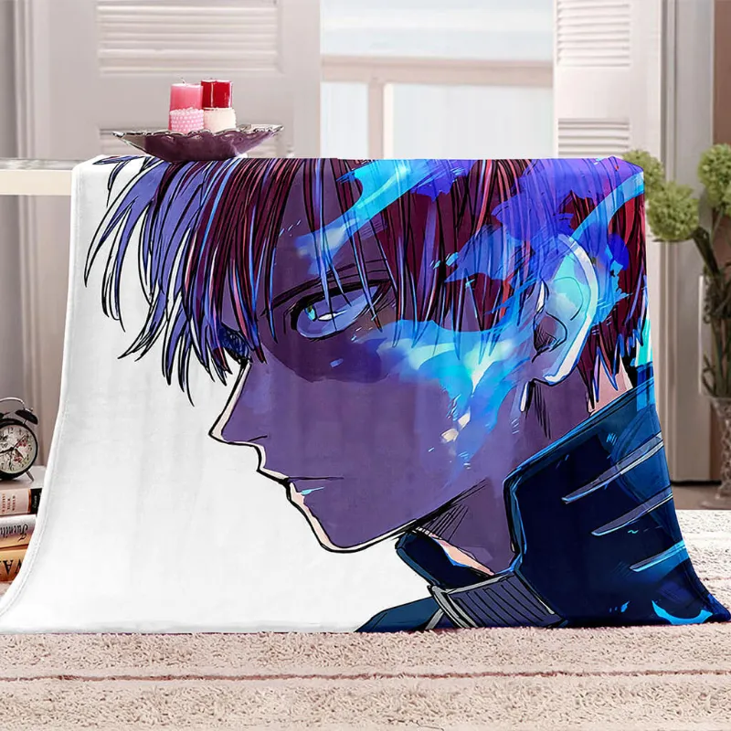 EBuycos Anime My Hero Academia Blanket Flannel Throw Room Decoration, folded blanket showing character design