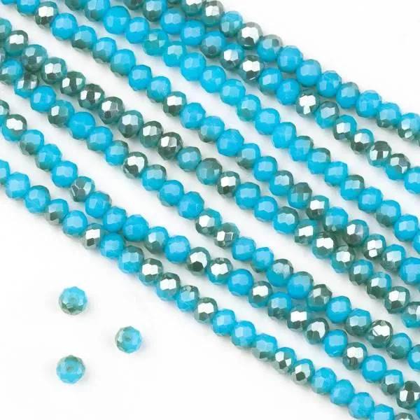 Cherry Tree Beads Crystal 2x3mm Opaque Honey Kissed Wedgewood Blue Faceted Rondelle Beads strand