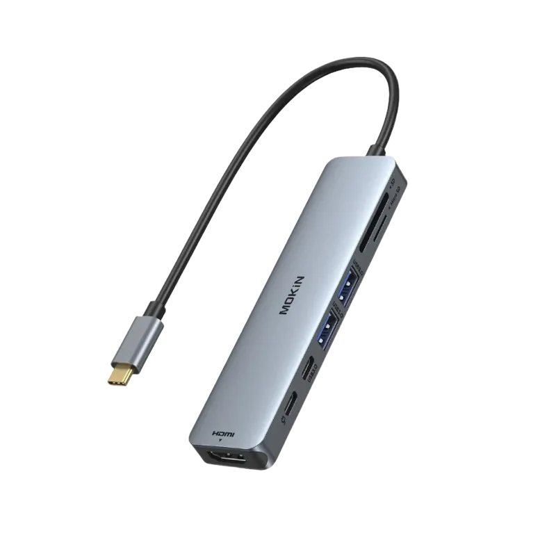 MOKiN 7-in-1 USB-C Hub for Everyday Use and On-the-Go Productivity showing compact design