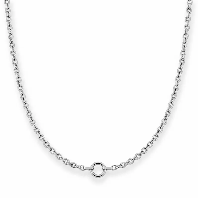 Sleek Fit Jewelry Luna Necklace in silver, a cable link charm necklace photographed against a clean background