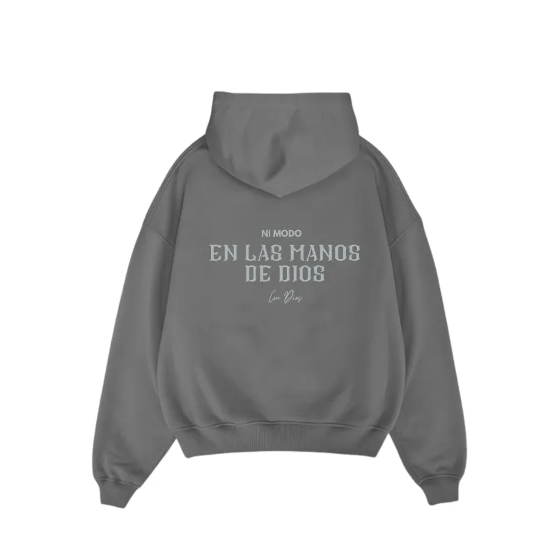 Nimodo En Las Manos De Dios iron grey fleece hoodie