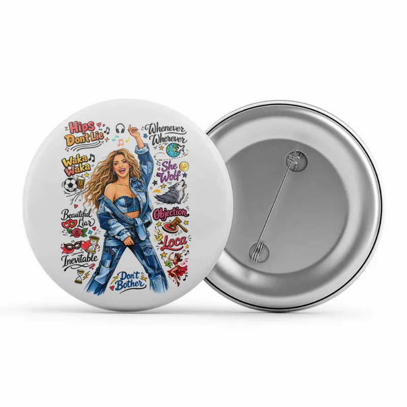 The Banyan Tee US Badge - Doodle Fiesta pin button with glossy finish on white background