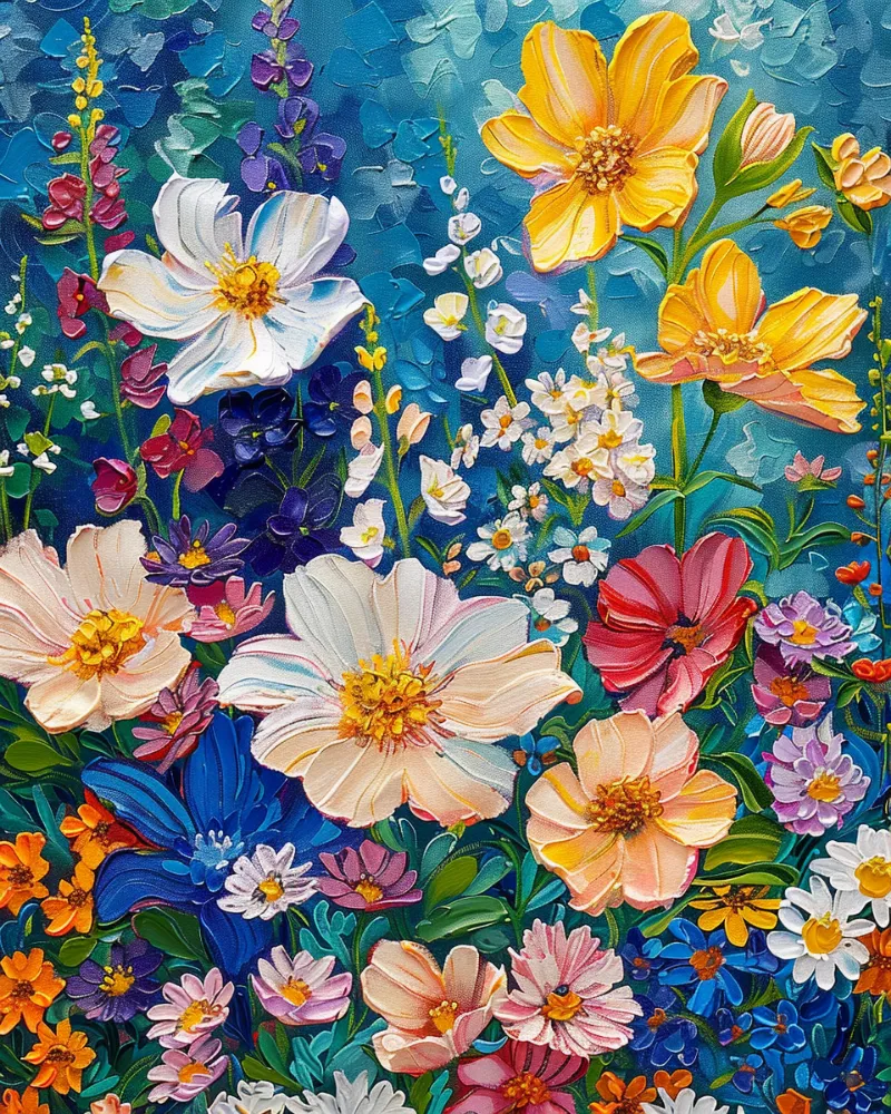 Maikoo Art Blooming Colors paint by numbers kit showing vibrant floral arrangement