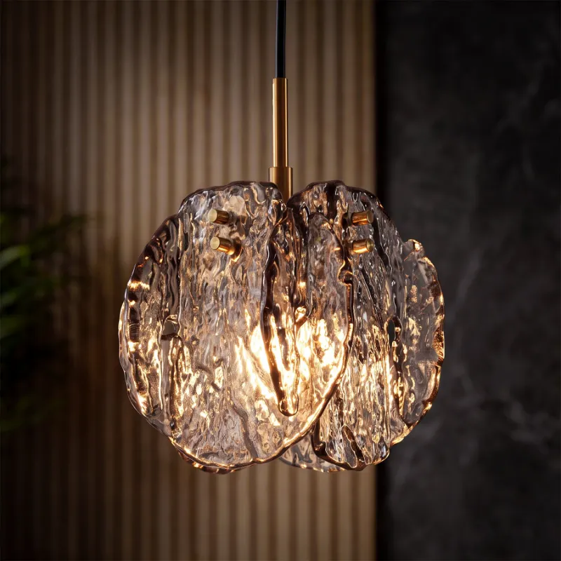 Tribesigns 1-Light Pendant Light with smoky glass drum shade and adjustable hanging cord