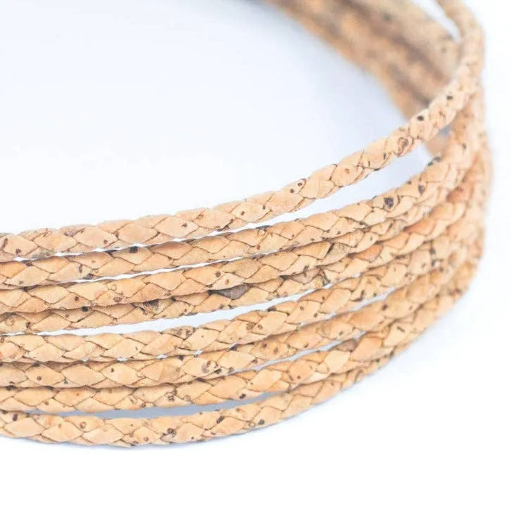 Corkadia braided natural cork jewellery cord, 3mm