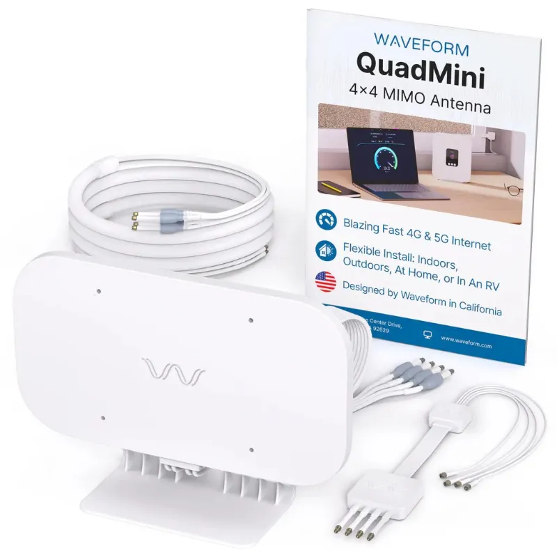 Waveform QuadMini 4x4 MIMO External Antenna Kit with omnidirectional signal booster and mounting hardware