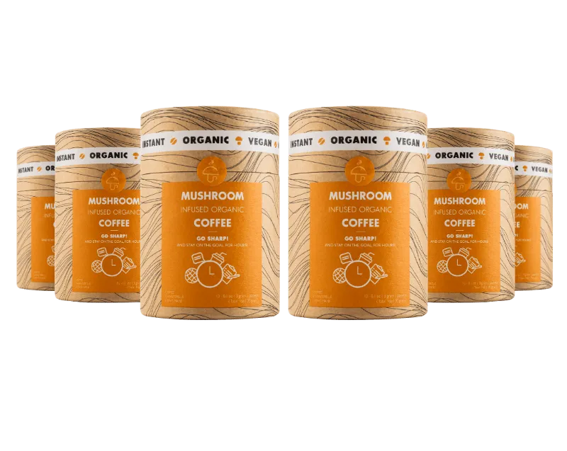 Mushroom Cups 6 pack Go Sharp bundle with Lion's Mane mushroom coffee