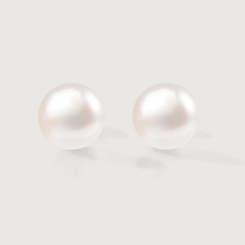 Alexcraft Freshwater Pearl Stud Earrings showing small freshwater pearl studs with stainless steel setting