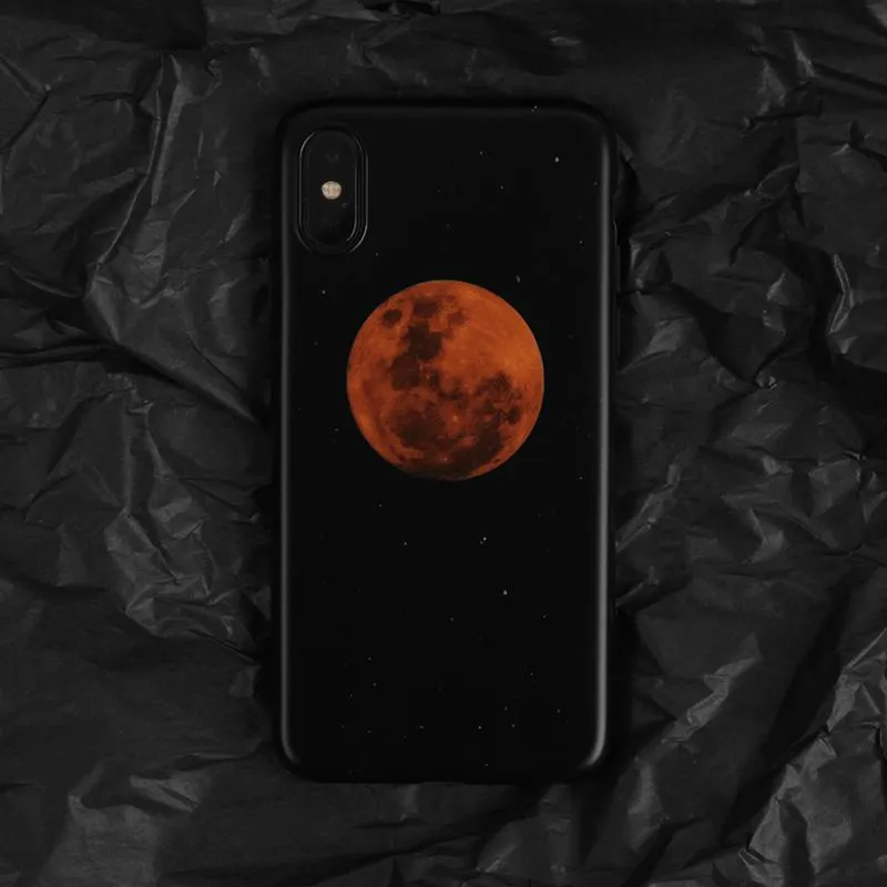 Techypop Red Moon Silicone Shockproof Protective Designer iPhone Case, red case with moon design