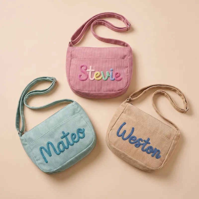 MamaRaya Personalized Colorblock Tote Bag with raised yarn name and shoulder strap