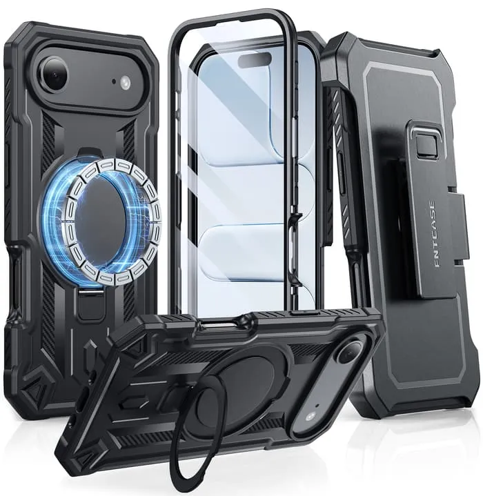 FNTCASE OFFICIAL iPhone Air rugged case with 360 degree rotating belt clip holster and magnetic kickstand