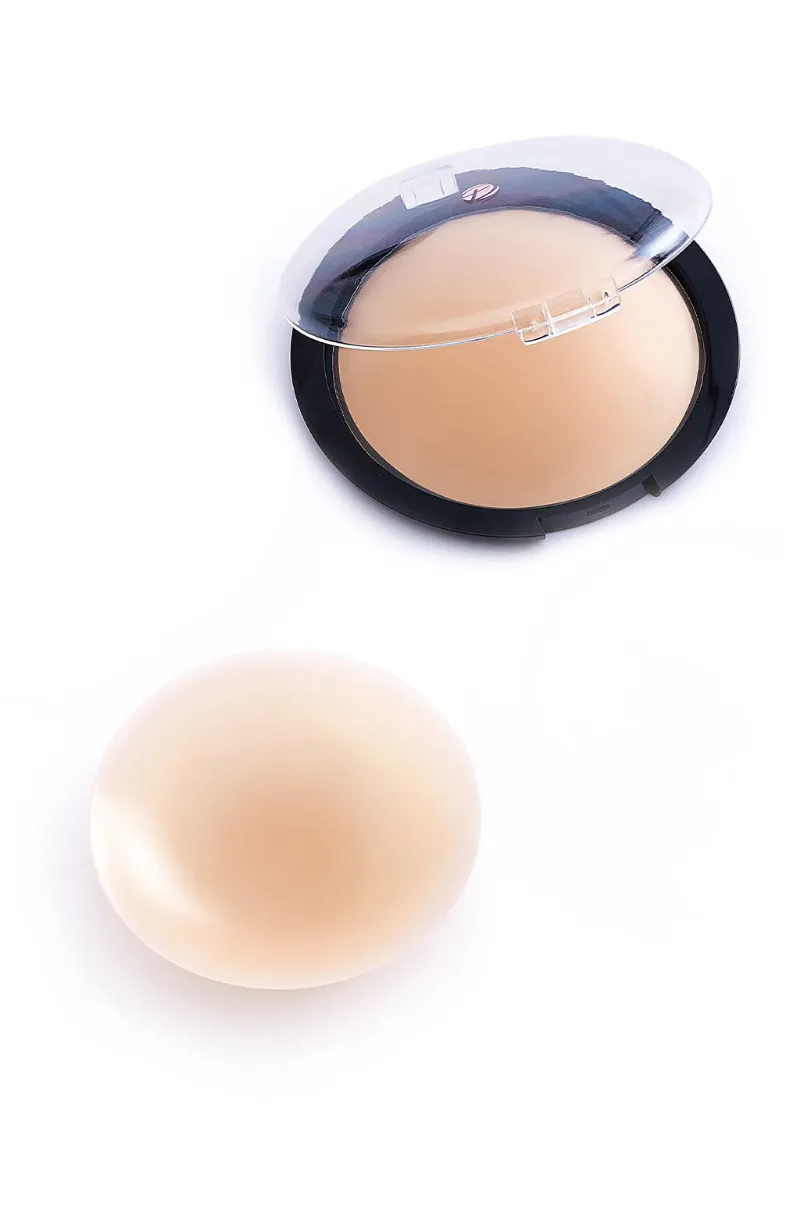 Essenther Global Adhesive Silicone Nipple Cover showing round silicone pasties with tapered edges