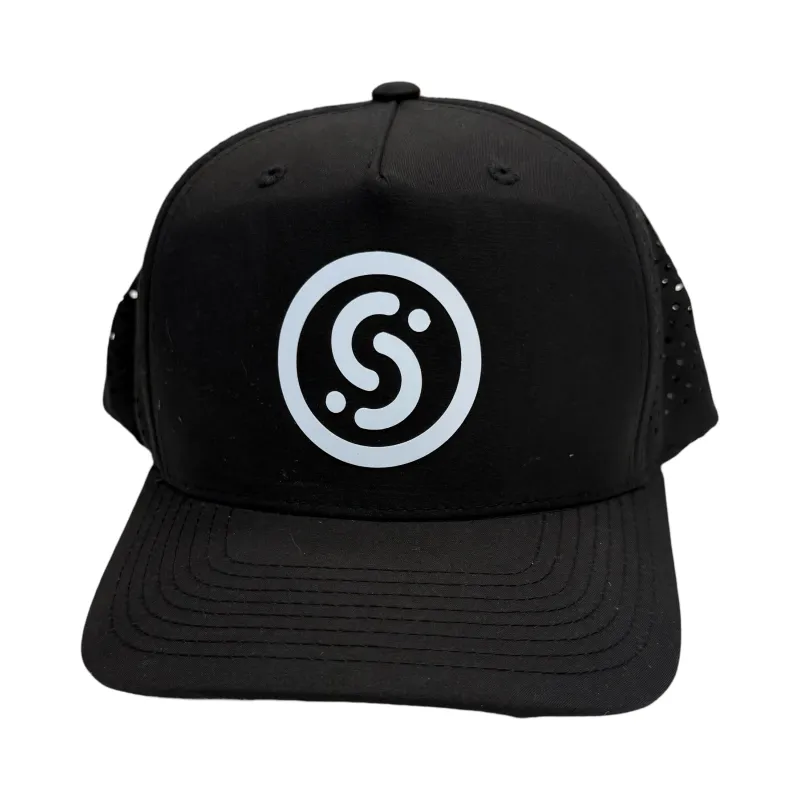 SLYCE Sport Signature Perforated Performance Hat in black with ventilation panels