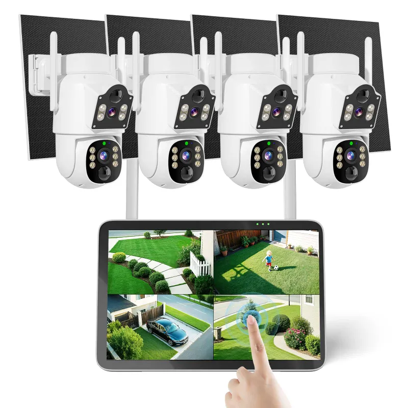 Hiseeu 4MP wireless solar auto-tracking camera system with touchscreen