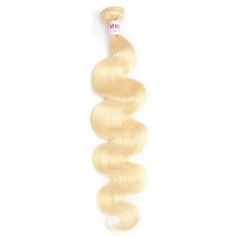 Megalook 10A Body Wave Remy Human Hair Extensions 613 Platinum Blonde bundles, hair weft detail