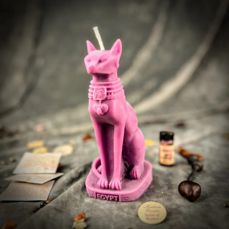 Spirit Nest Bast Candle Spell Kit with Egyptian goddess protection candle and sacred herbs