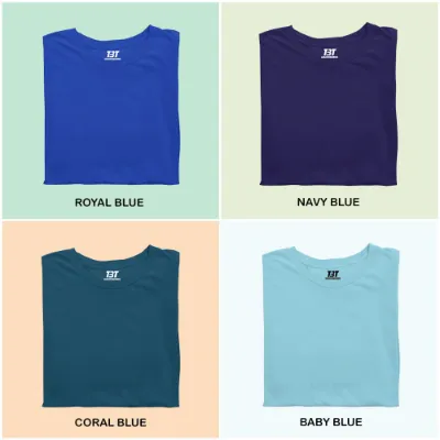 The Banyan Tee US Blue Escape Combo Pack of 4 tees, flat lay