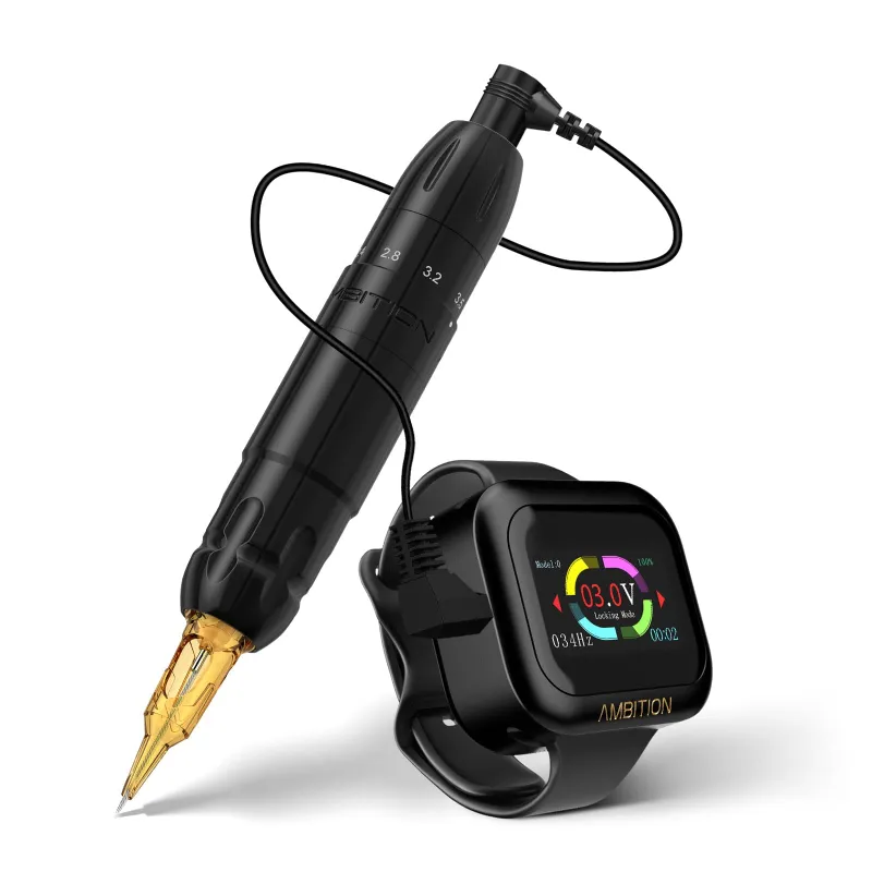 Ambition Tattoo Sally Rotary Tattoo Machine Permanent Makeup Short Pen with touch screen battery
