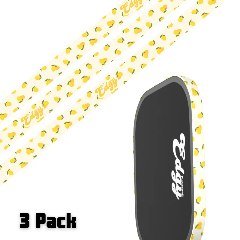 SLYCE Sport Lemons Edge Tape 3 pack for pickleball paddle edge protection with lemon print