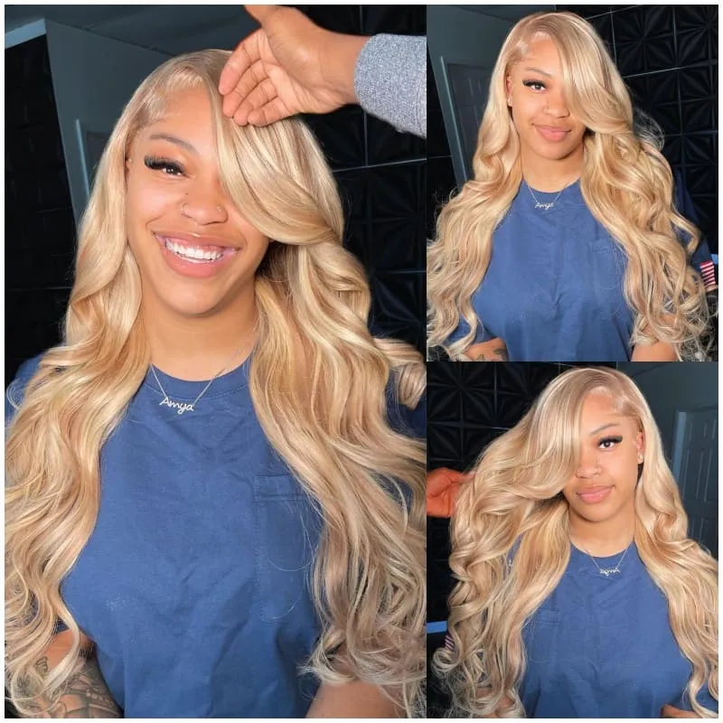 Megalook New Pop 13x4 Lace Front Wig in light brown with blonde highlights, straight