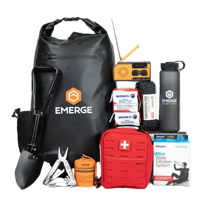 ViTAC Solutions 72 Hour Survival Kit by Emerge showing waterproof dry bag with emergency supplies