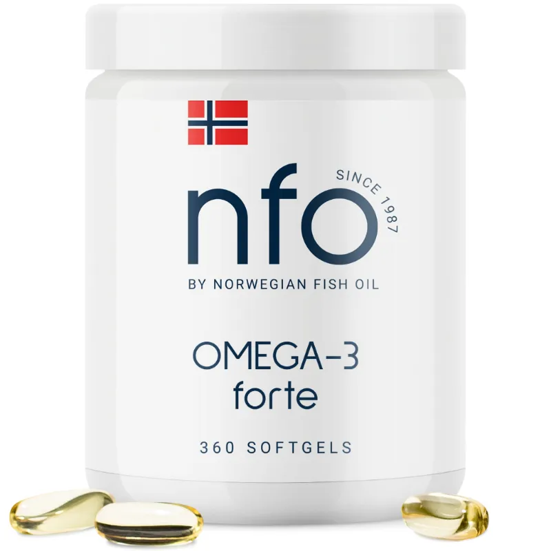 NFO Omega-3 Forte high-dose supplement bottle