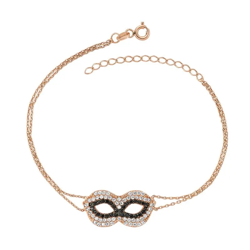 Amorium Jewelry Mask Symbols Dainty Silver Chain Bracelet, theater mask charm on silver chain