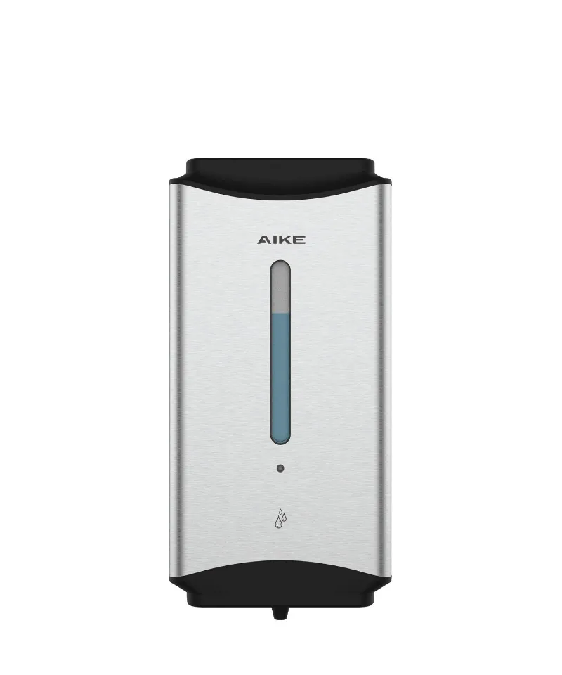 AIKE 37fl.oz/1100ml Automatic Soap Dispenser For Commercial Bathroom, Model AK1206, brushed stainless steel wall-mounted dispenser