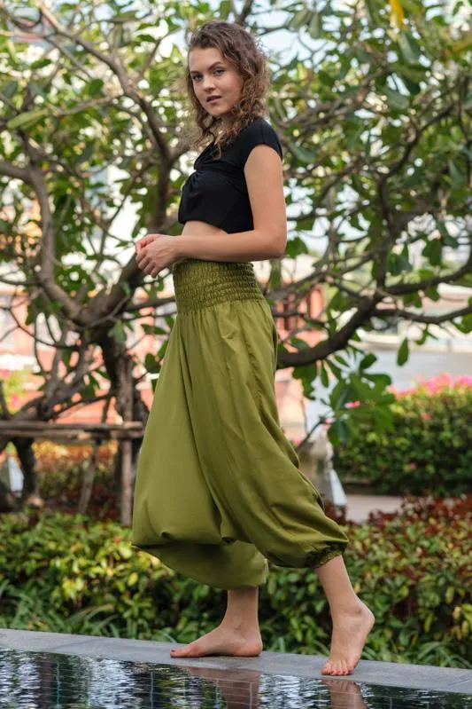 Hippie Pants Olive Green Classic Pants, solid color harem style