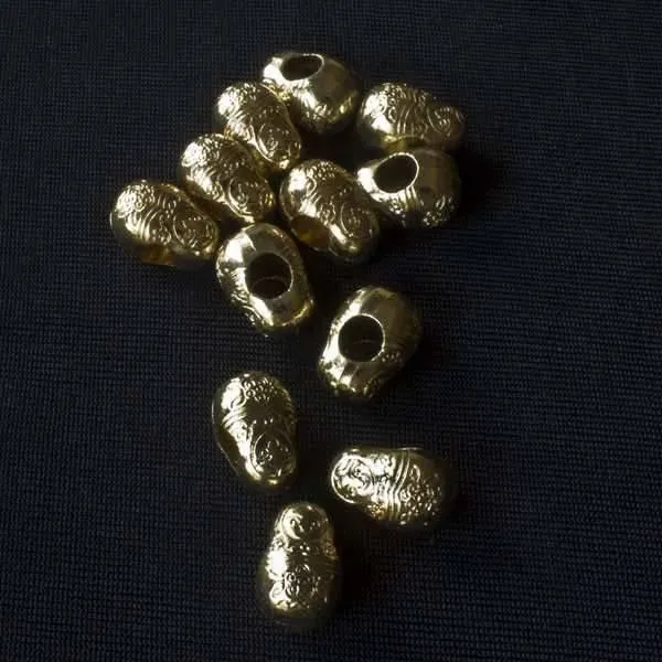 Cherry Tree Beads gold matryoshka nesting doll beads in a bag of 12