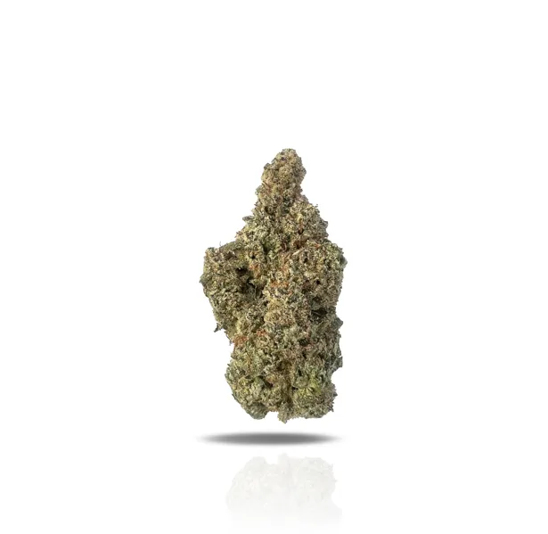 Hipuffy Chem OG THCa Flower Exotic Hybrid dark green buds with orange pistils and frosty trichomes