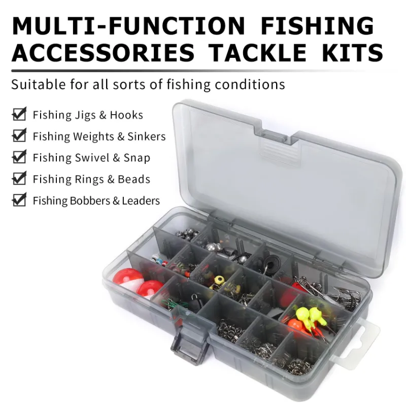 Truscend Fishing Lures Accessories Kit with Tackle Box displaying 203 pieces of fishing tackle
