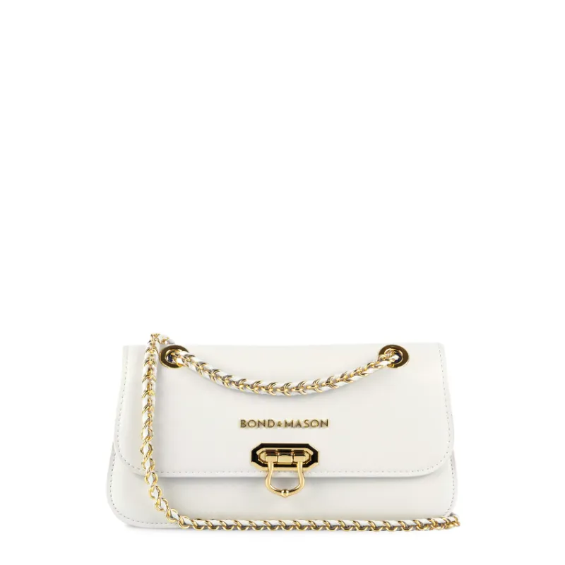 Bond & Mason The Alisson Crossbody Bag (White) photo showing white vegan leather crossbody bag