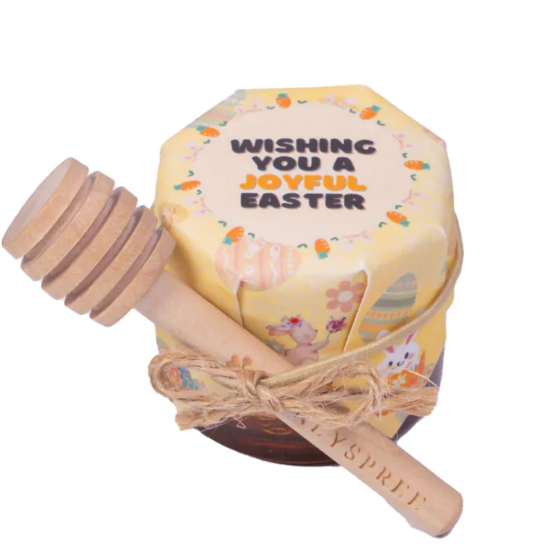 HoneySpree Joyful Easter With Dipper honey jar and wooden dipper