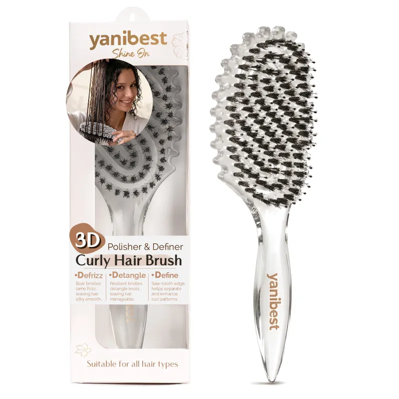 Yanibest 3D Styling Brush for Curly and Coily Hair shown in crystal clear