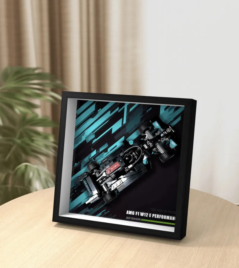 ICUANUTY Display Car Frame for Lego Speed Champions Mercedes-AMG 76909, aluminum wall mount frame