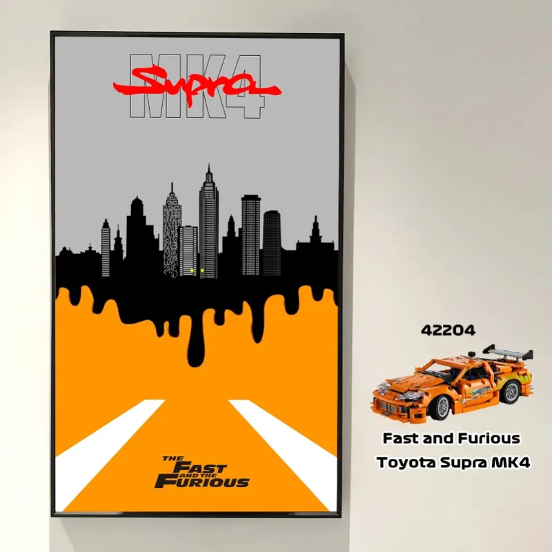 ICUANUTY Display wallboard for LEGO Technic Fast and Furious Toyota Supra MK4 42204, 50x30cm clear acrylic
