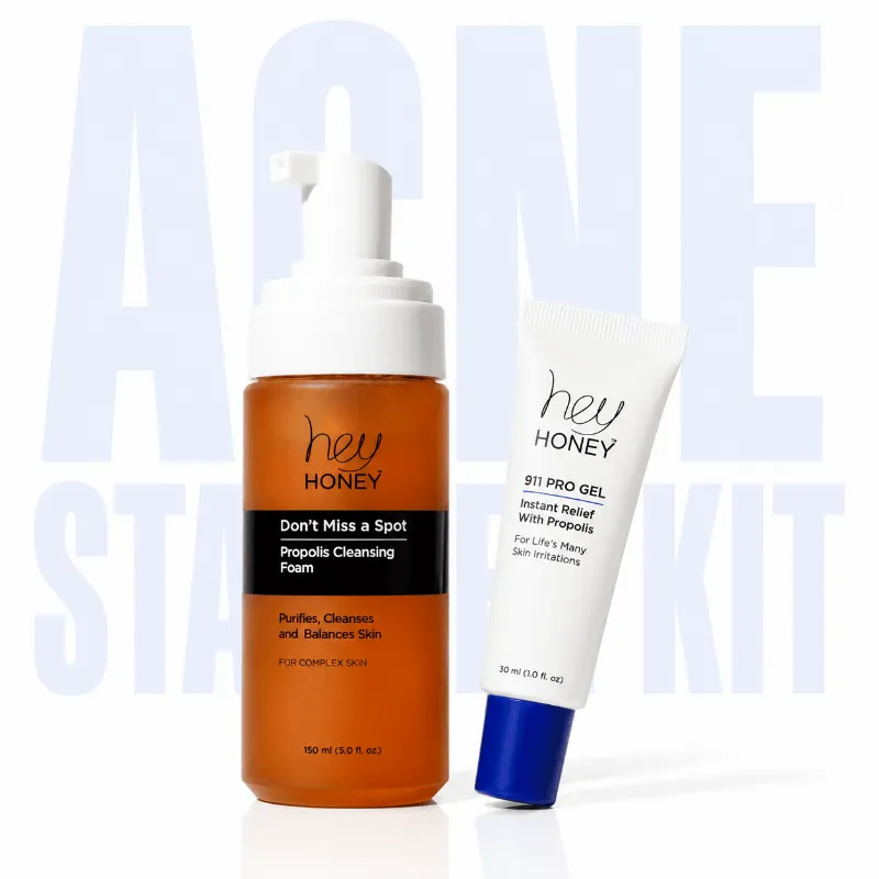 Hey Honey ADULT ACNE STARTER KIT with cleanser and gel