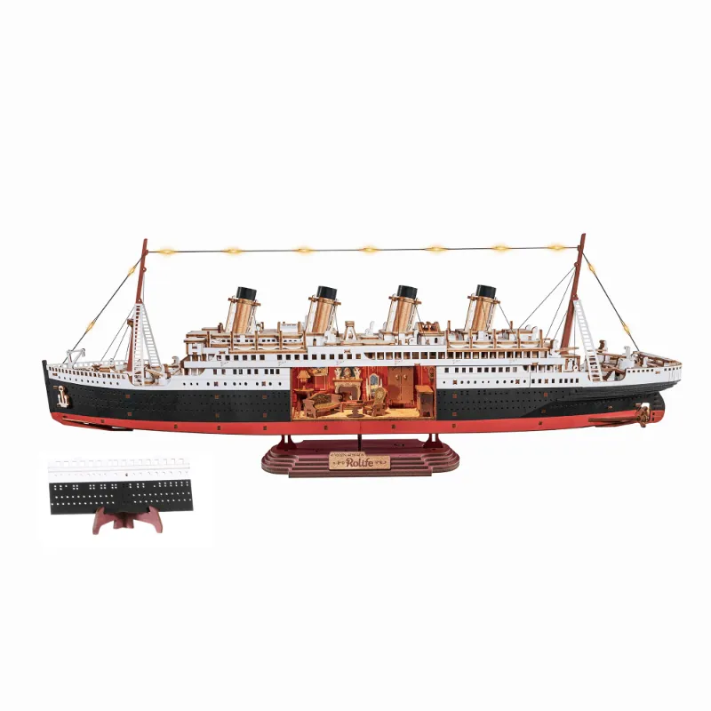Varvikas 3D Wooden Mechanical Puzzle Kit, 1912 - Eternal Atlantic Voyager wooden ship model