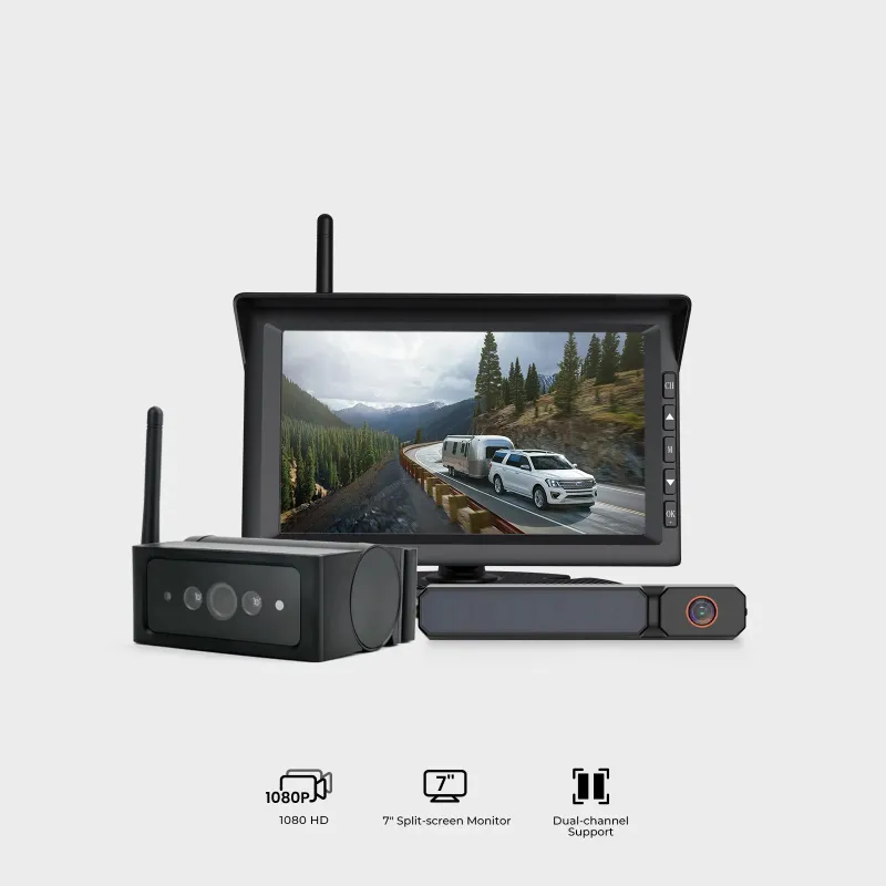 AUTO-VOX Solar3C dual backup camera kit with two wireless cameras and monitor for RV