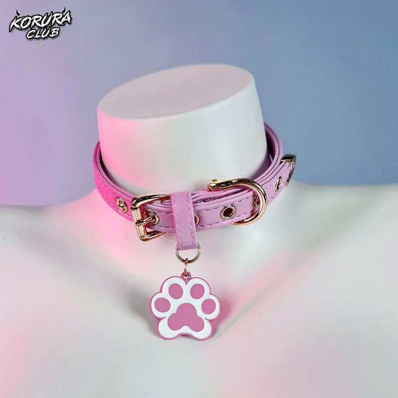 Koruraclub Cute Cat Paw Collar KA11 PU leather accessory with paw charm