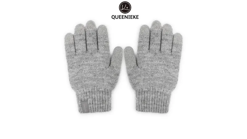 QUEENIEKE Digits Touchscreen Gloves Light Gray front palm view showing texture