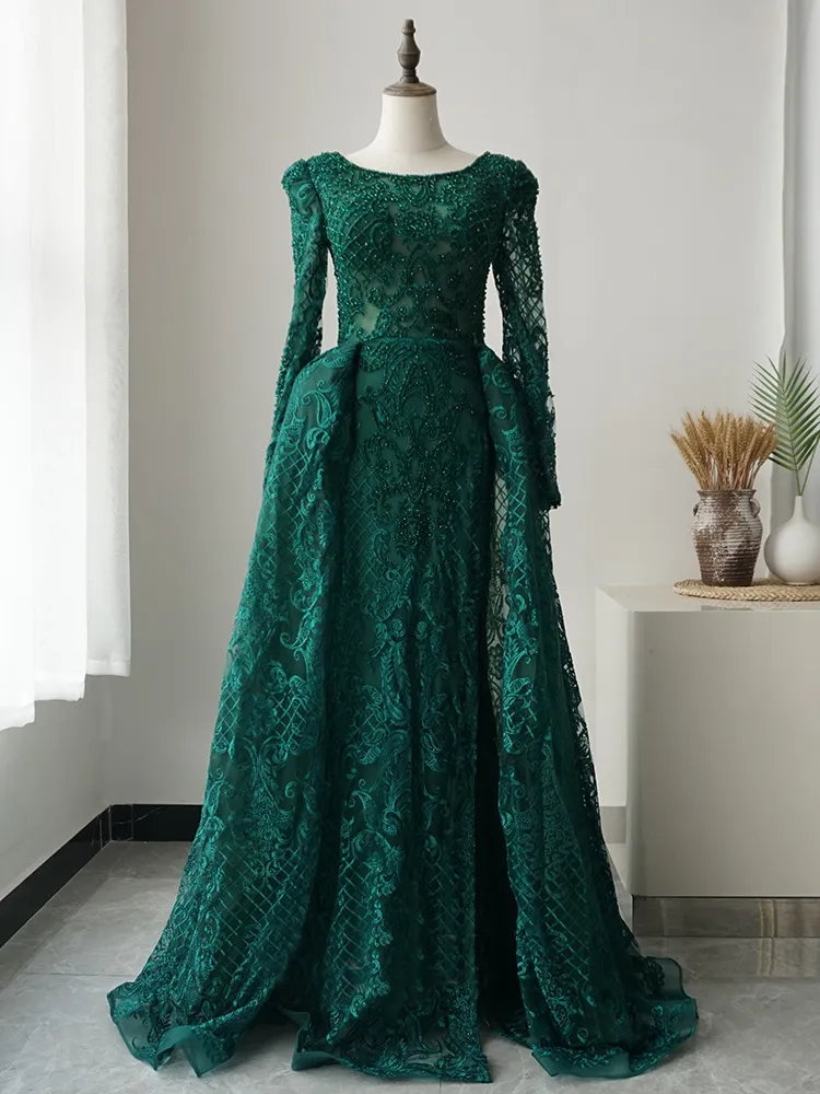 Selinadress A-line Bateau Luxury Long Prom Dress Burgundy Embroidery Long Evening Gowns, floor-length formal gown with long sleeves
