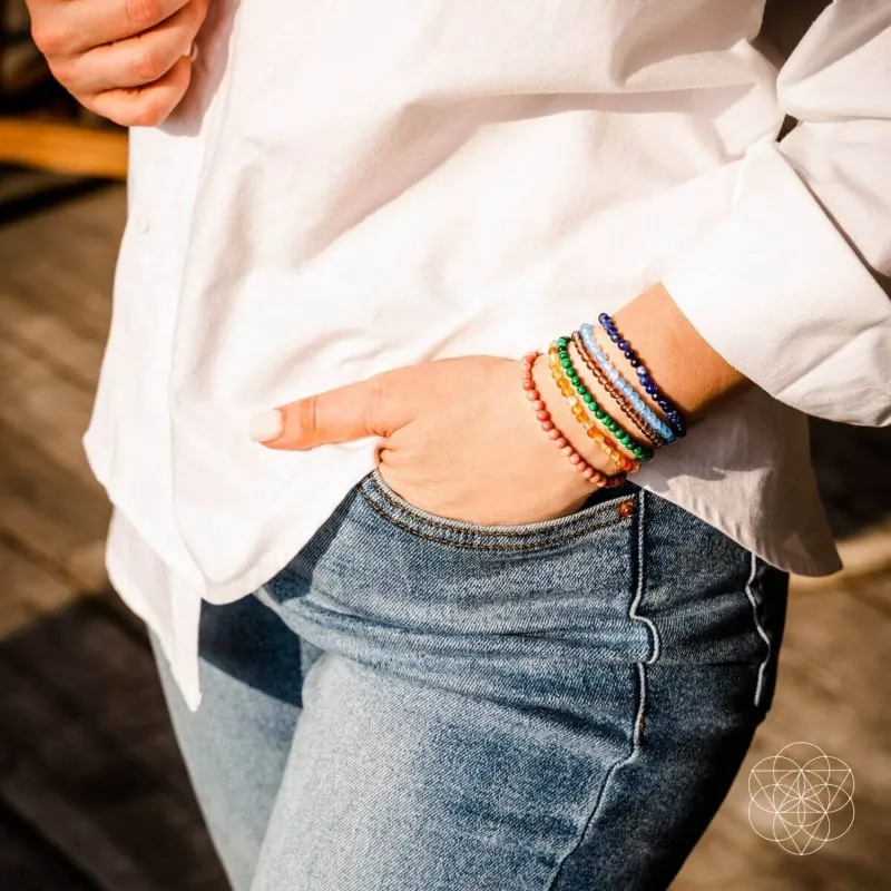 Spirit Nest Chakra-Balancing Bracelets Set with seven natural stone bracelets for energy alignment