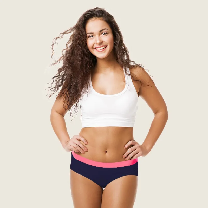 Lilova Teen Ella Cotton Brief black period underwear for teens, front view