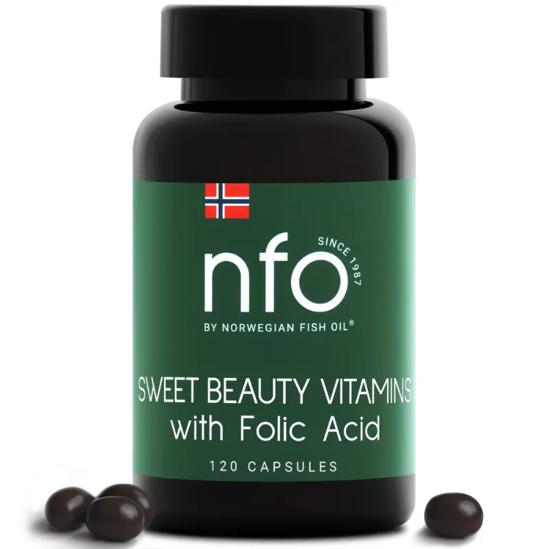 NFO Sweet Beauty Vitamins chocolate softgels in packaging
