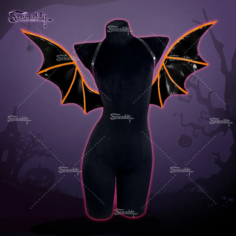 Koruraclub Cosplay Halloween Devil wings HW01 in black and orange PU leather