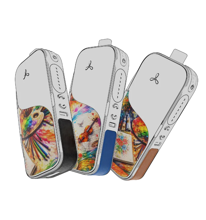 Airvape Artist Edition Skins decorative wrap designs shown on Airvape vaporizer devices