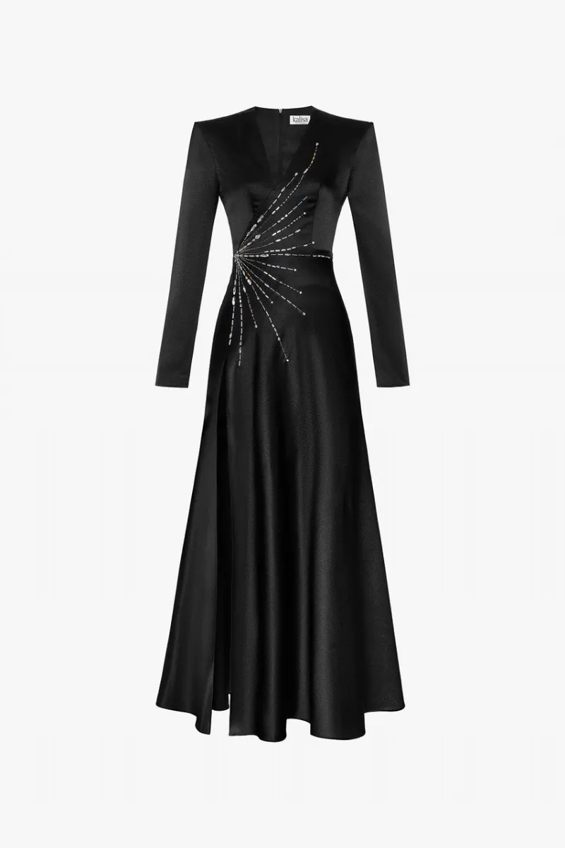 Kalisa Decadent Luxurious Bead Embellished Silk Gown in full length